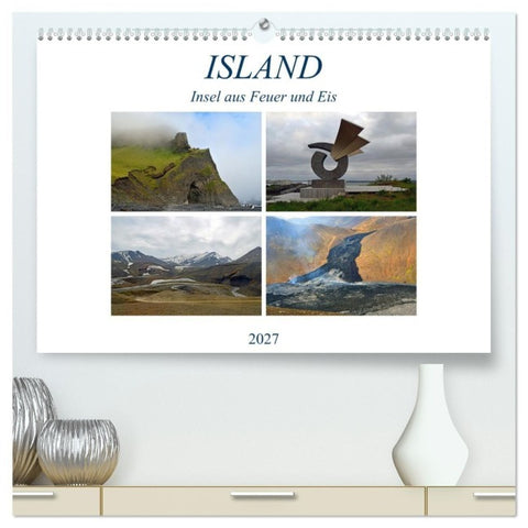 ISLAND, Insel aus Feuer und Eis (hochwertiger Premium Wandkalender 2027 DIN A2 quer), Kunstdruck in Hochglanz