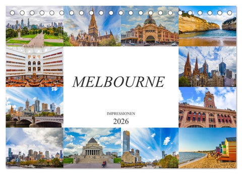 Melbourne Impressionen (Tischkalender 2026 DIN A5 quer), CALVENDO Monatskalender