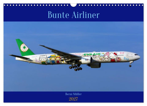 Bunte Airliner (Wandkalender 2027 DIN A3 quer), CALVENDO Monatskalender