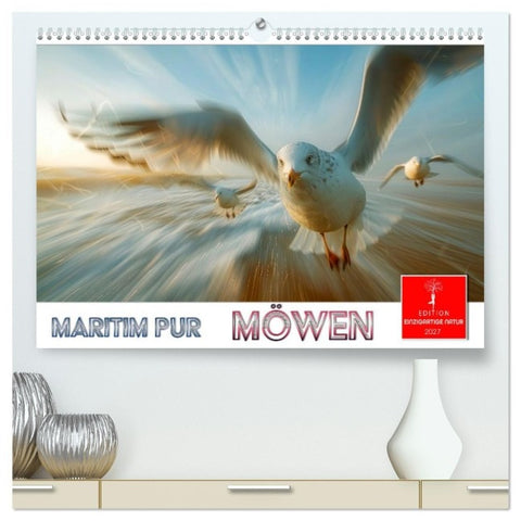 Maritim pur - Möwen (hochwertiger Premium Wandkalender 2027 DIN A2 quer), Kunstdruck in Hochglanz