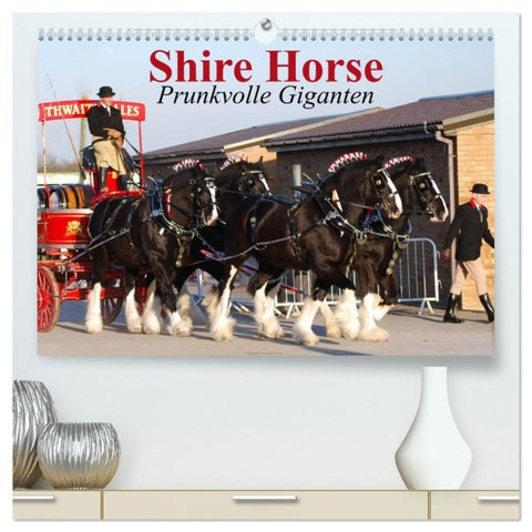 Shire Horse ¿ Prunkvolle Giganten (hochwertiger Premium Wandkalender 2026 DIN A2 quer), Kunstdruck in Hochglanz