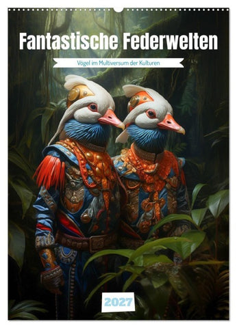 Fantastische Federwelten (Wandkalender 2027 DIN A2 hoch), CALVENDO Monatskalender