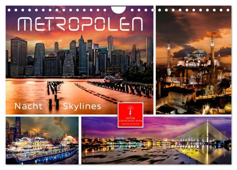 Metropolen - Nacht Skylines (Wandkalender 2026 DIN A4 quer), CALVENDO Monatskalender