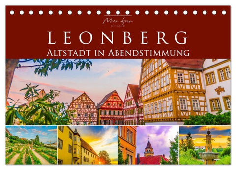 Leonberg - Altstadt in Abendstimmung (Tischkalender 2027 DIN A5 quer), CALVENDO Monatskalender