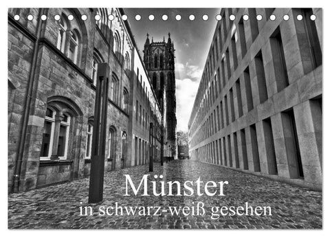 Münster in schwarz-weiß gesehen (Tischkalender 2027 DIN A5 quer), CALVENDO Monatskalender