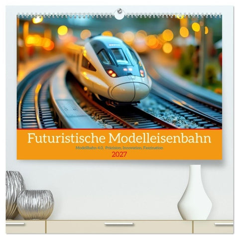 Futuristische Modelleisenbahn (hochwertiger Premium Wandkalender 2027 DIN A2 quer), Kunstdruck in Hochglanz