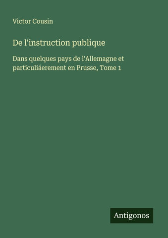 De l'instruction publique