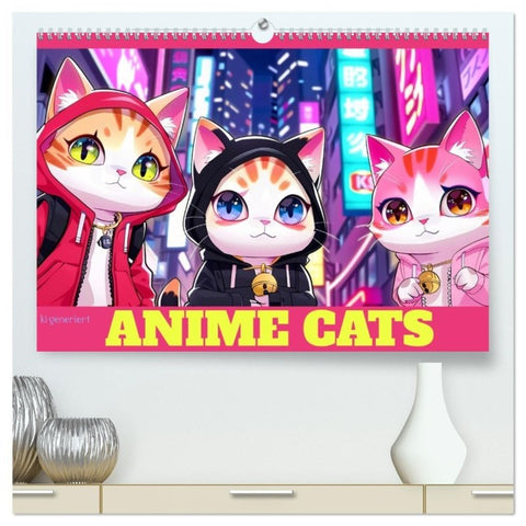 Anime Cats (hochwertiger Premium Wandkalender 2027 DIN A2 quer), Kunstdruck in Hochglanz