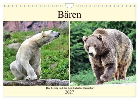 Bären - Der Eisbär und der Kamtschatka-Braunbär (Wandkalender 2027 DIN A4 quer), CALVENDO Monatskalender