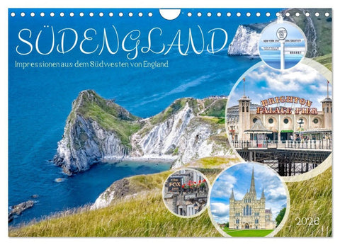 Südengland - Impressionen aus dem Südwesten von England (Wandkalender 2026 DIN A4 quer), CALVENDO Monatskalender