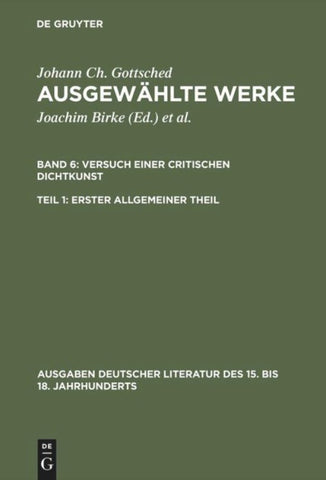 Versuch einer Critischen Dichtkunst. Erster Allgemeiner Theil