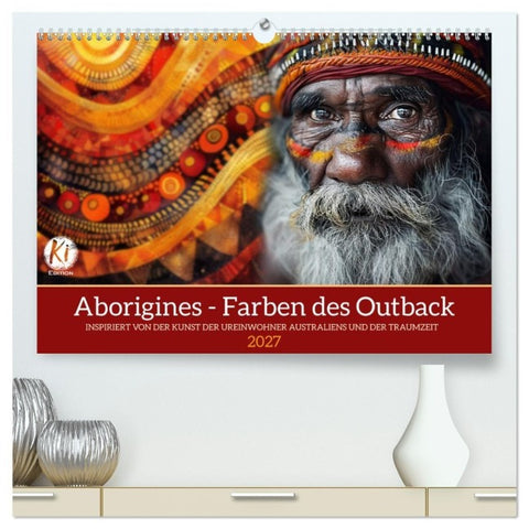 Aborigines - Farben des Outback (hochwertiger Premium Wandkalender 2027 DIN A2 quer), Kunstdruck in Hochglanz