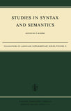 Studies in Syntax and Semantics