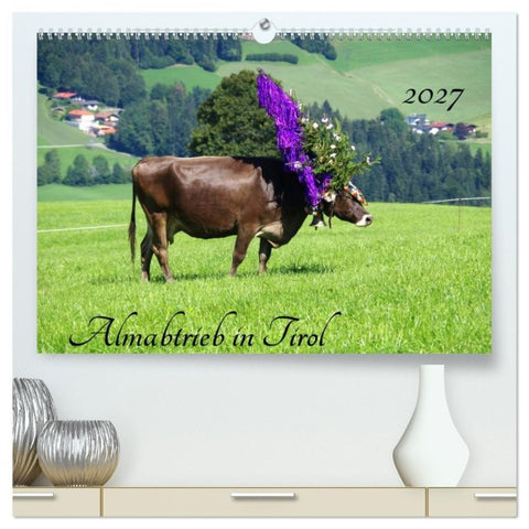 Almabtrieb in Tirol (hochwertiger Premium Wandkalender 2027 DIN A2 quer), Kunstdruck in Hochglanz