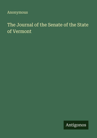The Journal of the Senate of the State of Vermont
