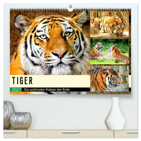 Tiger. Die schönsten Katzen der Erde (hochwertiger Premium Wandkalender 2027 DIN A2 quer), Kunstdruck in Hochglanz