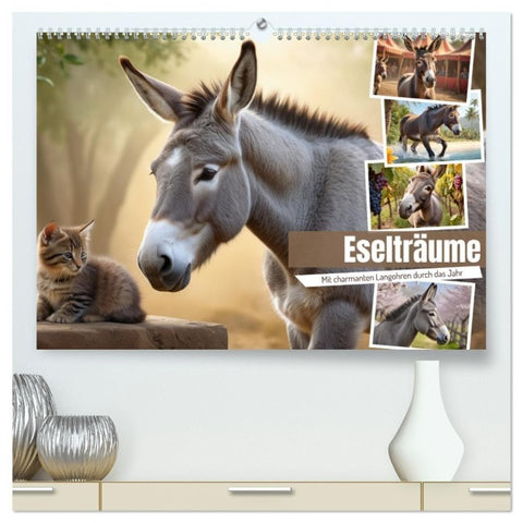 Eselträume (hochwertiger Premium Wandkalender 2027 DIN A2 quer), Kunstdruck in Hochglanz