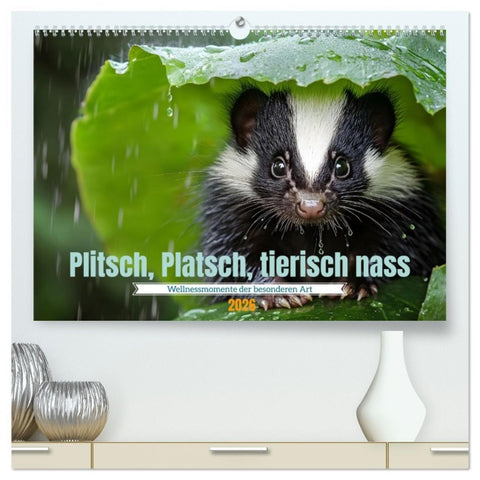 Plitsch, Platsch, tierisch nass (hochwertiger Premium Wandkalender 2026 DIN A2 quer), Kunstdruck in Hochglanz