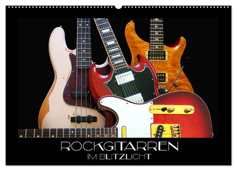 Rockgitarren im Blitzlicht (Wandkalender 2027 DIN A2 quer), CALVENDO Monatskalender