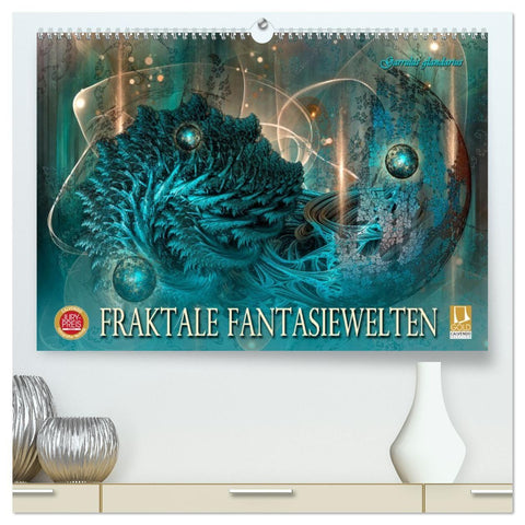 Fraktale Fantasiewelten (hochwertiger Premium Wandkalender 2027 DIN A2 quer), Kunstdruck in Hochglanz