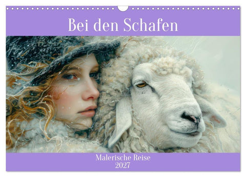 Bei den Schafen - Malerische Reise (Wandkalender 2027 DIN A3 quer), CALVENDO Monatskalender