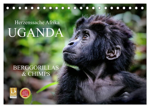 UGANDA - Berggorillas & Chimps (Tischkalender 2027 DIN A5 quer), CALVENDO Monatskalender
