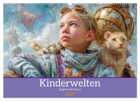 Kinderwelten - Realität trifft Traum (Wandkalender 2026 DIN A2 quer), CALVENDO Monatskalender
