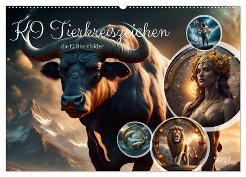 KI Tierkreiszeichen (Wandkalender 2027 DIN A2 quer), CALVENDO Monatskalender