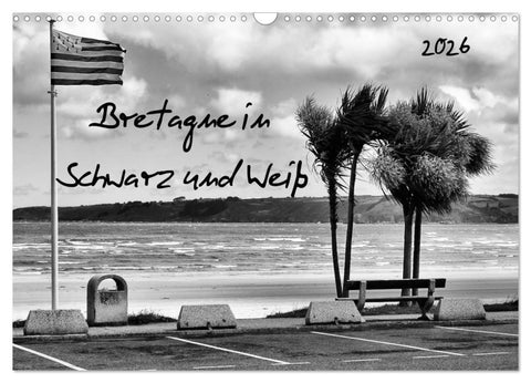 Bretagne in Schwarz und Weiß 2026 (Wandkalender 2026 DIN A3 quer), CALVENDO Monatskalender