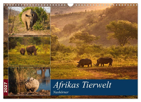 Afrikas Tierwelt: Nashörner (Wandkalender 2027 DIN A3 quer), CALVENDO Monatskalender