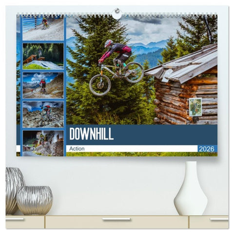 Downhill Action (hochwertiger Premium Wandkalender 2026 DIN A2 quer), Kunstdruck in Hochglanz