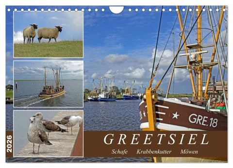 GREETSIEL - Schafe - Krabbenkutter - Möwen (Wandkalender 2026 DIN A4 quer), CALVENDO Monatskalender