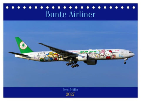 Bunte Airliner (Tischkalender 2027 DIN A5 quer), CALVENDO Monatskalender