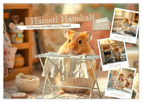 Hamsti Haushalt - Ordnung mit Pfiff und Flausch (Wandkalender 2027 DIN A2 quer), CALVENDO Monatskalender