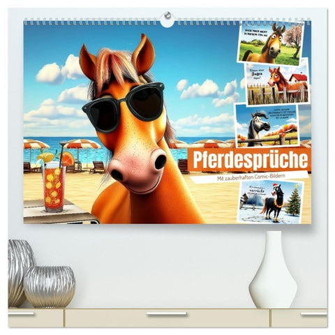 Pferdesprüche (hochwertiger Premium Wandkalender 2026 DIN A2 quer), Kunstdruck in Hochglanz