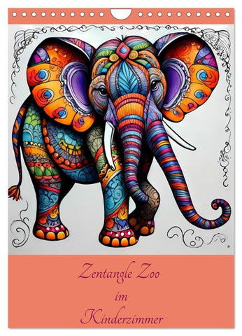 Zentangle Zoo im Kinderzimmer (Wandkalender 2026 DIN A4 hoch), CALVENDO Monatskalender