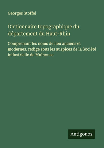 Dictionnaire topographique du département du Haut-Rhin