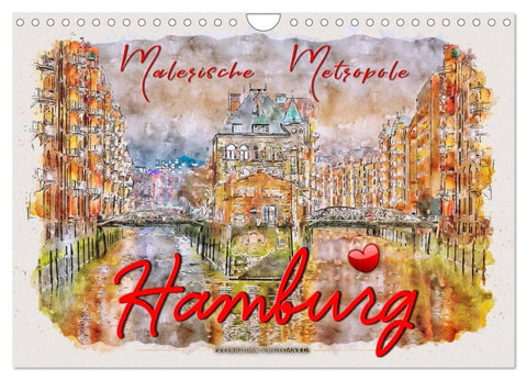 Hamburg - malerische Metropole (Wandkalender 2026 DIN A4 quer), CALVENDO Monatskalender