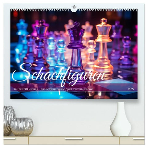 Schachfiguren in Freizeitkleidung (hochwertiger Premium Wandkalender 2027 DIN A2 quer), Kunstdruck in Hochglanz