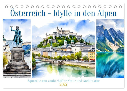 Österreich - Idylle in den Alpen (Tischkalender 2027 DIN A5 quer), CALVENDO Monatskalender
