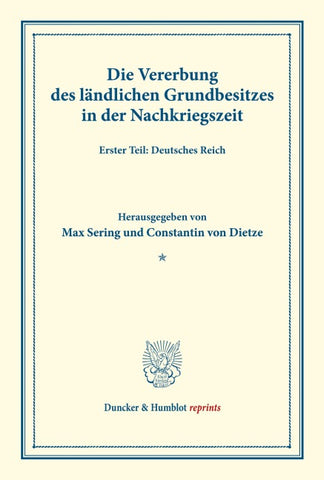 Die Vererbung des ländlichen Grundbesitzes in der Nachkriegszeit.