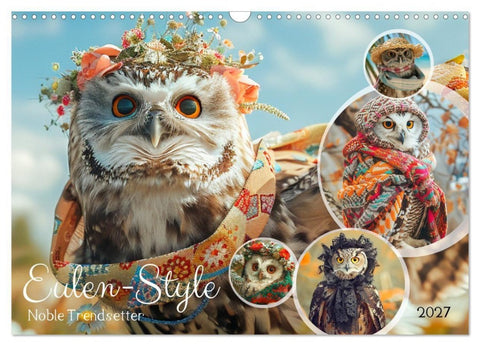 Eulen-Style. Noble Trendsetter (Wandkalender 2027 DIN A3 quer), CALVENDO Monatskalender