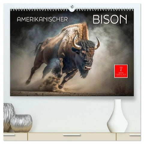 Amerikanischer Bison (hochwertiger Premium Wandkalender 2027 DIN A2 quer), Kunstdruck in Hochglanz