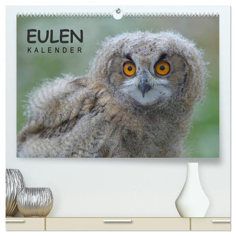 Eulen-Kalender (hochwertiger Premium Wandkalender 2027 DIN A2 quer), Kunstdruck in Hochglanz