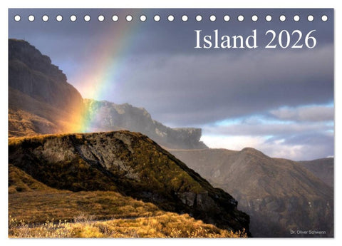 Island 2026 (Tischkalender 2026 DIN A5 quer), CALVENDO Monatskalender