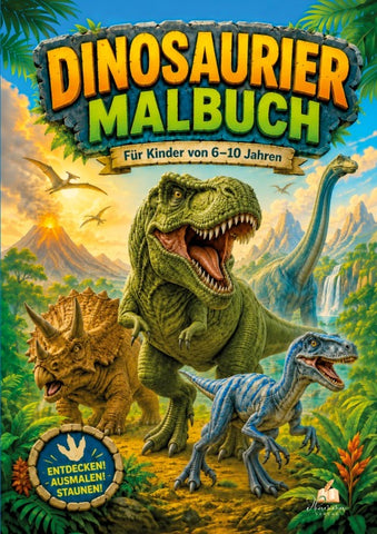 Dinosaurier Malbuch für Kinder von 6-10 Jahren mit 70 starken Ausmalmotiven