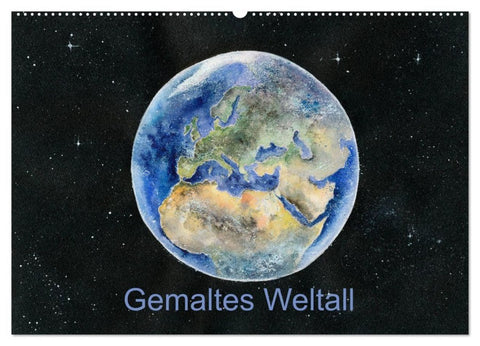 Gemaltes Weltall (Wandkalender 2027 DIN A2 quer), CALVENDO Monatskalender