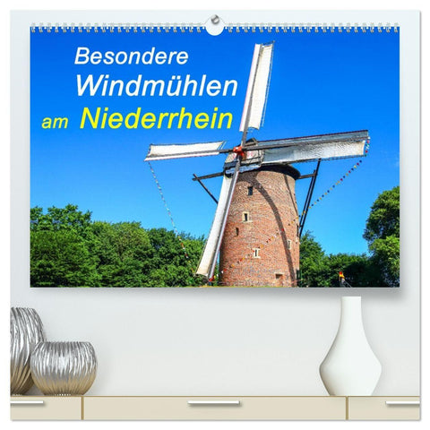 Besondere Windmühlen am Niederrhein (hochwertiger Premium Wandkalender 2027 DIN A2 quer), Kunstdruck in Hochglanz