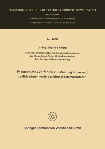 Pneumatisches Verfahren zur Messung hoher und zeitlich schnell veränderlicher Gastemperaturen