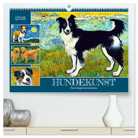 Hundekunst (hochwertiger Premium Wandkalender 2026 DIN A2 quer), Kunstdruck in Hochglanz